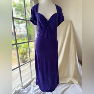 Purple Polyester Dress with Sweet Heart Neck and Ruched Back w/zipper.